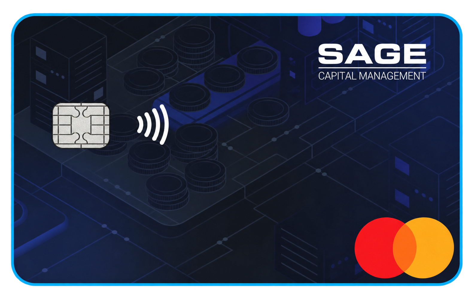 Sage Capital Management card design with a clean blue edge and Mastercard logo